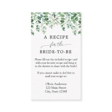 Eucalyptus Bridal Recipe Request Enclosure Invitations