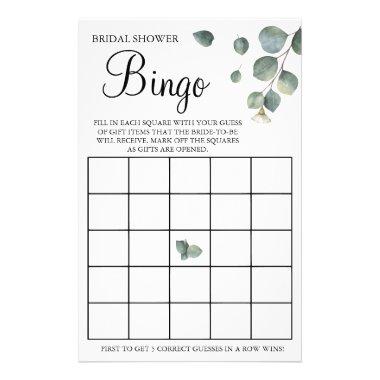 Eucalyptus Bridal Shower Bingo game Invitations Flyer