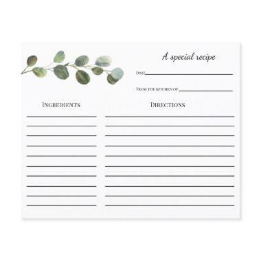 Eucalyptus Bridal Shower Recipe Invitations