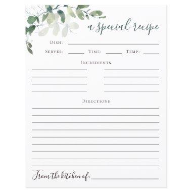 Eucalyptus Bridal Shower Recipe Invitations