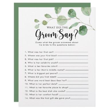 Eucalyptus  What did the Groom Say