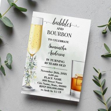 Eucalyptus Bubbles & Bourbon Couples Shower Invitations