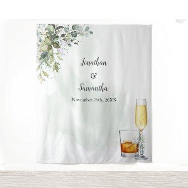 Eucalyptus Bubbles & Bourbon Wedding Shower Tapestry