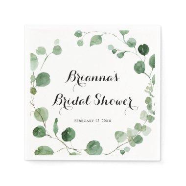 Eucalyptus Calligraphy Bridal Shower Napkins