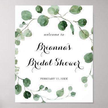 Eucalyptus Calligraphy Bridal Shower Welcome Poster