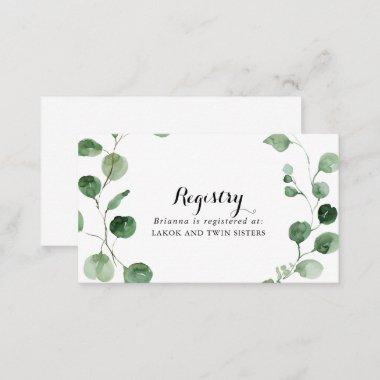 Eucalyptus Calligraphy Wedding Gift Registry Enclosure Invitations