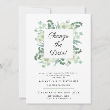 Eucalyptus Change the Date Elegant Wedding Announcement