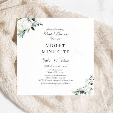 Eucalyptus Cotton | White Modern v2 Bridal Shower Invitations