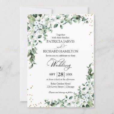 Eucalyptus Elegant Boho Greenery Wedding Invitations