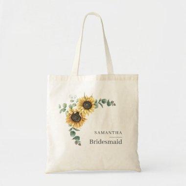 Eucalyptus Floral Sunflower Bridesmaid Favor Tote Bag