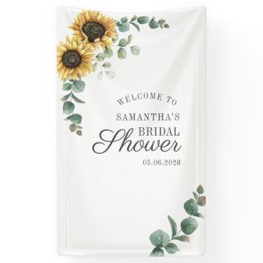 Eucalyptus Floral Sunflower Script Bridal Shower Banner