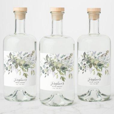 Eucalyptus Foliage Bridal Shower Favors Liquor Bottle Label