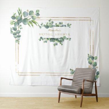 Eucalyptus Foliage Gold Frame Bridal Shower Prop Tapestry