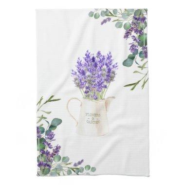 Eucalyptus Foliage Purple Lavender Flowers Kitchen Towel