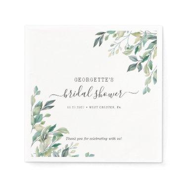 Eucalyptus Foliage Script Greenery  Napkins