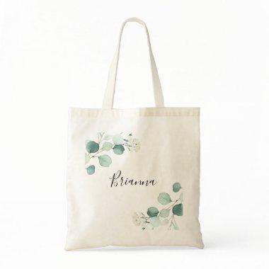 Eucalyptus Foliage White Floral Bridesmaid Tote Bag