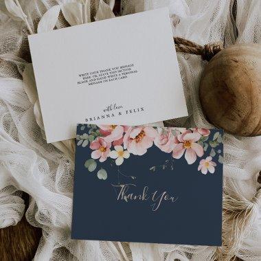 Eucalyptus Garden Rose Floral Flat Wedding Thank You