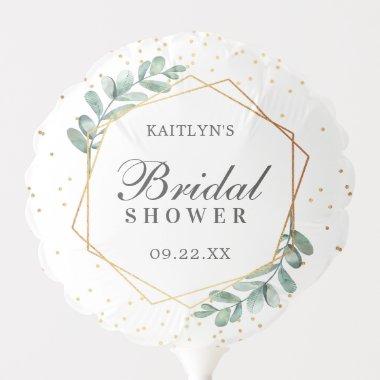 Eucalyptus Geometric Gold Foil Bridal Shower Balloon