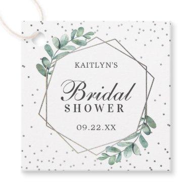 Eucalyptus Geometric Silver Foil Bridal Shower Favor Tags