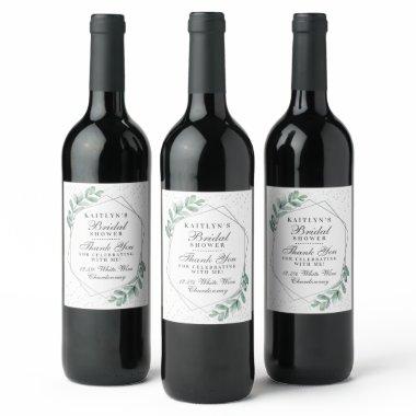 Eucalyptus Geometric Silver Foil  Wine Label