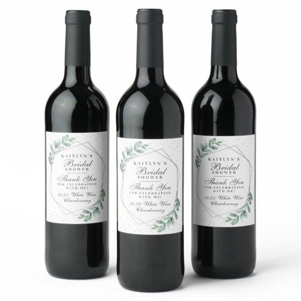 Eucalyptus Geometric Silver Foil  Wine Label