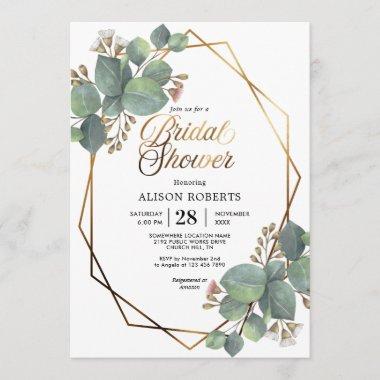 Eucalyptus geometric wedding bridal shower Invitations
