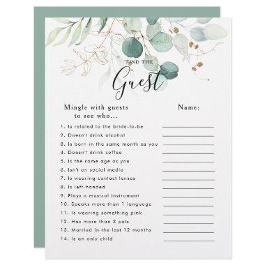 Eucalyptus Gold Bridal Shower Find the Guest Game