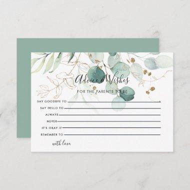 Eucalyptus Gold Floral Advice and Wishes Invitations