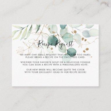 Eucalyptus Gold Floral Wedding Recipe Request Enclosure Invitations