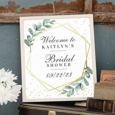 Eucalyptus Gold Geometric Bridal Shower Real Foil Prints