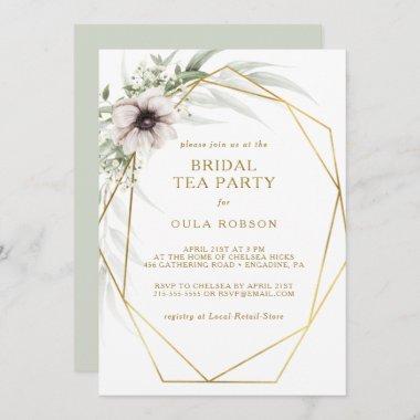 Eucalyptus Gold Geometric Bridal Tea Party Invitations