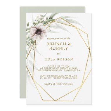 Eucalyptus Gold Geometric Brunch and Bubbly Invitations