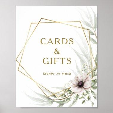 Eucalyptus Gold Geometric Invitations and Gifts Sign
