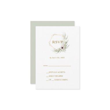 Eucalyptus Gold Geometric RSVP Card