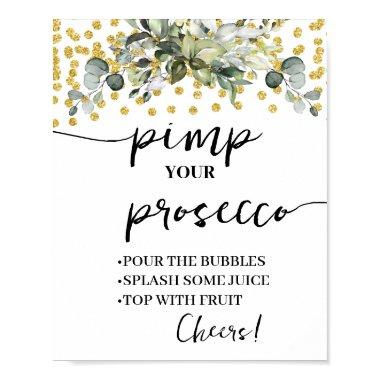 Eucalyptus Gold Glitter Pimp your Prosecco Poster