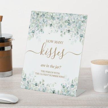 Eucalyptus & Gold How Many Kisses Are In The Jar ? Pedestal Sign