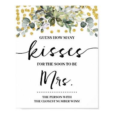 Eucalyptus Gold How Many kisses for Mrs Game Sign