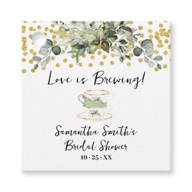 Eucalyptus Gold Love is Brewing Tea Shower Favor Favor Tags