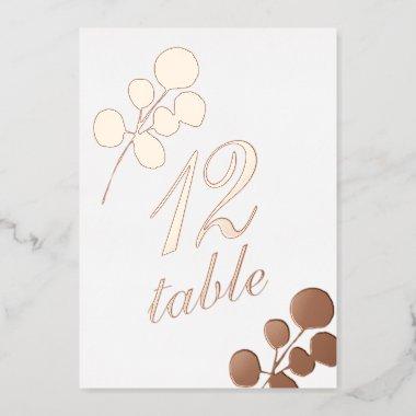 Eucalyptus Gold Pressed Foil Table Number