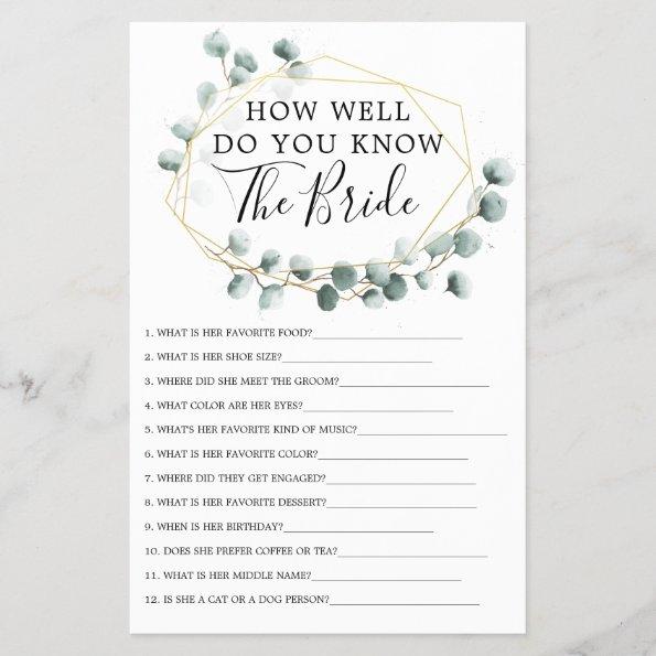 Eucalyptus Green Double Sided Bridal Shower Games