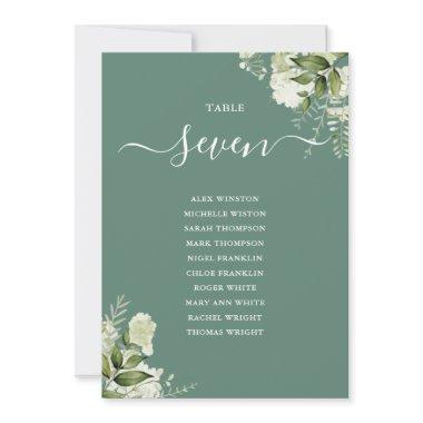 Eucalyptus Green Floral Seating Plan Table Number