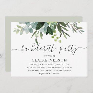Eucalyptus Green Foliage Bachelorette Party Invitations