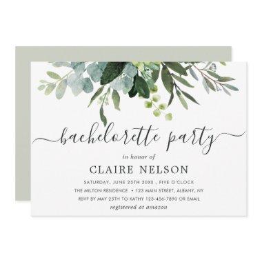 Eucalyptus Green Foliage Bachelorette Party Invitations