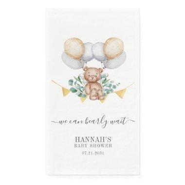 Eucalyptus Greener Bear Baby Shower Script Modern Paper Guest Towels