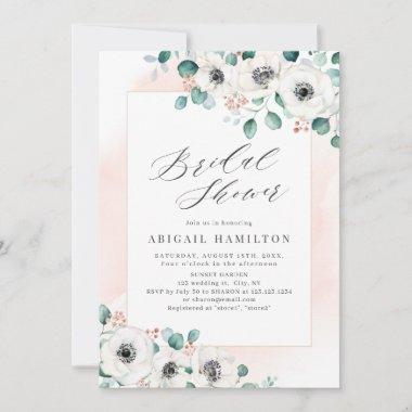 Eucalyptus greenery anemone floral bridal shower Invitations