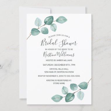 Eucalyptus Greenery Black Virtual Bridal Shower In Invitations