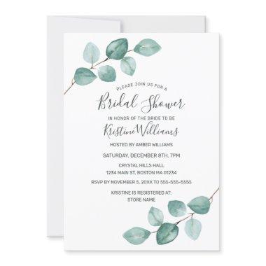 Eucalyptus Greenery Black Virtual Bridal Shower In Invitations