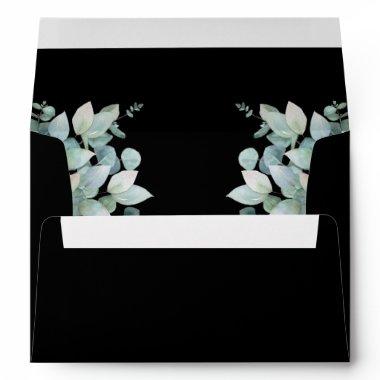Eucalyptus Greenery Black Wedding Envelope
