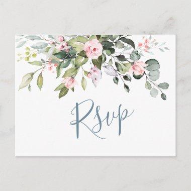 Eucalyptus Greenery Blush Roses Wedding RSVP PostInvitations