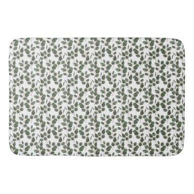 Eucalyptus Greenery Botanical Green White Trendy Bath Mat